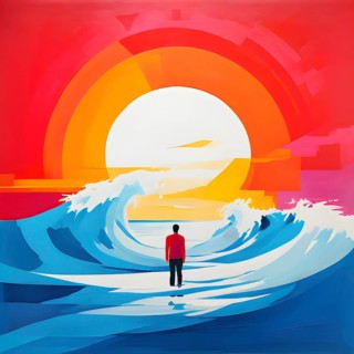 Minimalist rendering showcasing a lone man as symbol for human resilience, AI generated