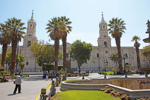 Cathedral of Arequipa or Cathedral Basilica of Santa Maria, Arequipa, Province of Arequipa, Peru,