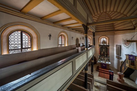 Gallery and chancel of the baroque church of St Veit, built in 1464, Altenthann, Middle Franconia,