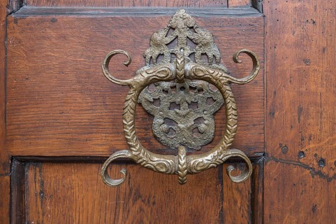 Historic door knocker from the 16th century, Bavaria, Germany, Europe