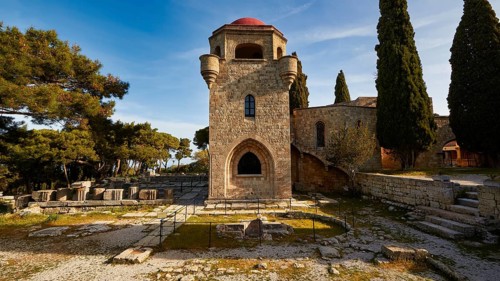 St John's Church, remains of an ancient baptismal font, remains of the Temple of Athena Polias,