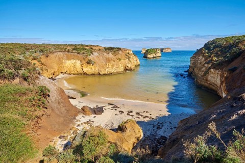 Landscape of the Bay of Islands (Warrnambool) next to the Great Ocean Road in spring, Victoria,