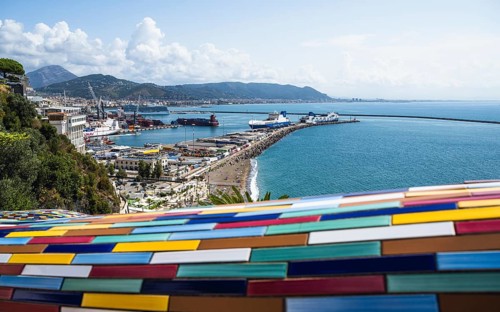 Port in Salerno from Vietri sul Mare, Amalfi Coast, Salerno, Campania, Italy, Europy, Europe
