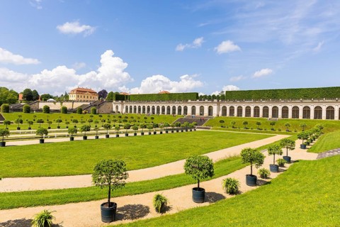 The Grosssedlitz Baroque Garden with the Friedrich Palace is located on a hill on the left bank of