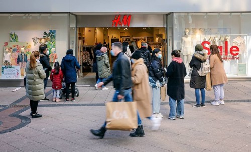Essen, North Rhine-Westphalia, Germany - Retail in times of the corona pandemic during the second