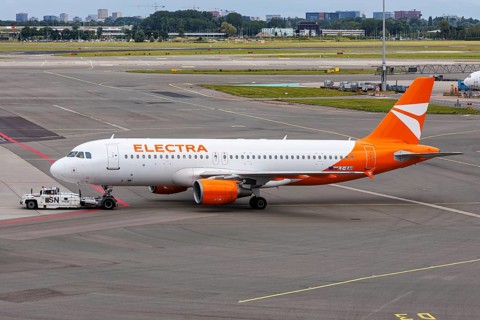 An Electra Airways Airbus A320 aircraft with the registration number LZ-EAH at Schiphol Airport in