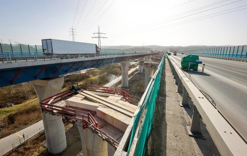 Hagen, North Rhine-Westphalia, Germany - New construction of the A45 Lennetal motorway bridge, the