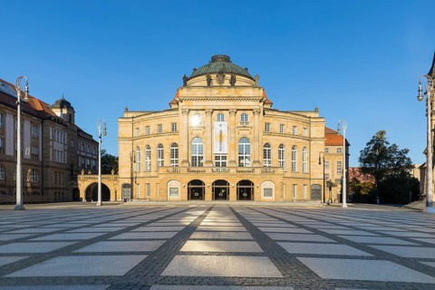 Opera House on Theatre Square Chemnitz, Saxony, Germany, Europe