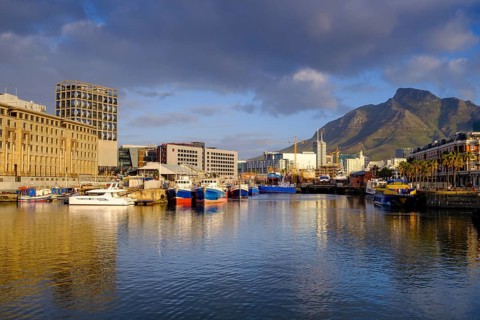Evening light at the dockyard and harbour district, with MOCCA Museum, Victoria & Alfred