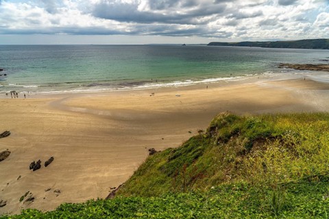 Porthluney Bay beach, St Austell, Cornwall, England, Great Britain