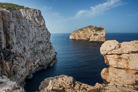 Coast with steep cliffs, Capo Caccia, near Alghero, Sardinia, Italy, Europe