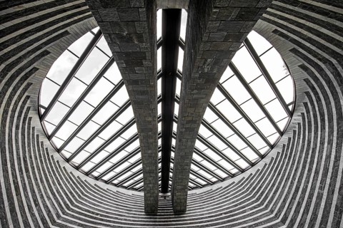 Chiesa di San Giovanni Battista, interior view, architect Mario Botta, Mogno, near Fusio,