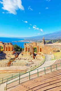 The Greek theatre, Taormina, Sicily, Italy, Europe