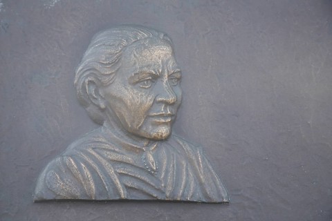 Relief and memorial to the founder of the toy factory Margarete Steiff on her 150th birthday,