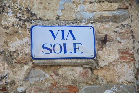 Street sign on a wall in Aliano, the very poor village in southern Italy that the writer Carlo Levi