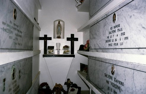 Cimetière d'Ajaccio, cemetery at Ajaccio, Corsica, France in 1998 inside family burial crypt