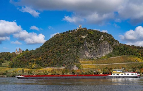 Drachenfels, a mountain in the Siebengebirge on the Rhine between Bad Honnef and Königswinter, with