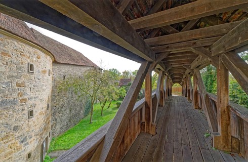 Spitalbastei at the Spitaltor gate in the old town centre of Rothenburg ob der Tauber. Rothenburg,