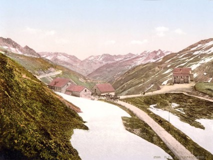 Furka Pass, Bernese Oberland, Switzerland, Historic, digitally restored reproduction from a 19th