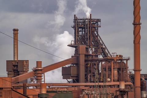 The Thyssenkrupp Steel steelworks in Duisburg-Marxloh, on the Rhine, Blast Furnace 1, Black Giant,