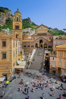 Cathedral square with cathedral in the historic centre, Amalfi, Amalfi Coast, Amalfitana, Campania,