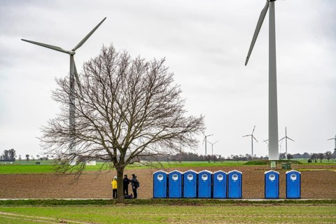 Demonstration against the demolition of the lignite village of Lützerath, from the village of