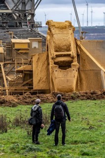 Opencast lignite mine Garzweiler 2, bucket wheel excavator 261 excavating the surface, at the rest