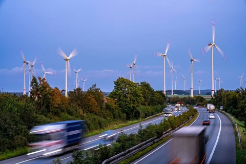 Wind farm, south of the village of Helmern, belongs to Bad Wünnenberg, Paderborn district, A44