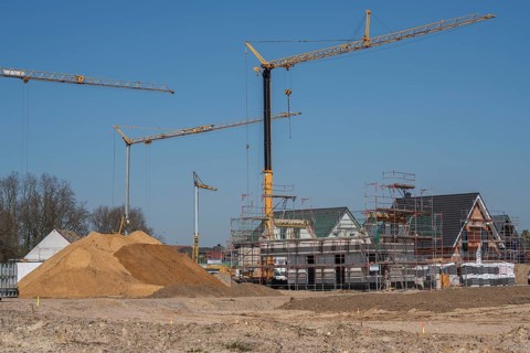 New development area, Am Schwan, in Wesel, where 70 detached and semi-detached houses are being