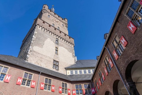 The Schwanenburg in Kleve, swan tower, museum and seat of the district and regional court of Kleve,