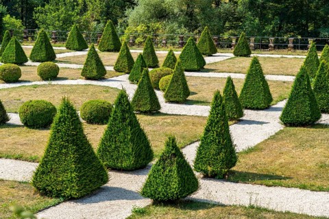Baroque gardens of Bürresheim Castle, castle north-west of Mayen in Nettetal, Rhineland-Palatinate,
