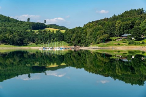 The Hennesee, Hennetalsperre in the Sauerland, Hochsauerlandkreis, near Meschede, North