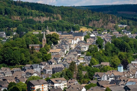 Bad Berleburg, in the district of Siegen-Wittgenstein, Rothaargebirge, Sauerland, upper town, with