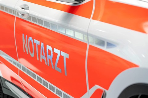 Emergency doctor vehicle, inscription on the door