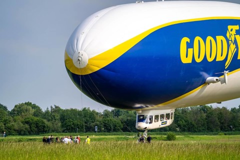 The Zeppelin NT, newly stationed at Essen/Mülheim Airport, undertakes sightseeing flights over the