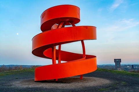 Sculpture Haldenzeichen, observation tower, Humbert spoil tip, part of the Lippepark in Hamm, 5