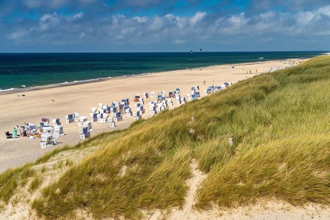Beach chairs on the beach at Kampen, Sylt Island, North Friesland District, Schleswig-Holstein,