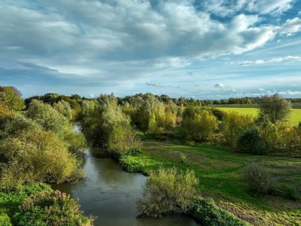 Bergkamen, Ruhr area, North Rhine-Westphalia, Germany, autumn landscape on the Seseke. The