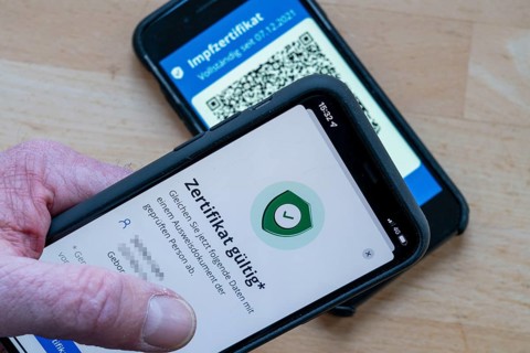 CovPassCheck app, for checking the digital vaccination certificate, on a smartphone, vaccinations