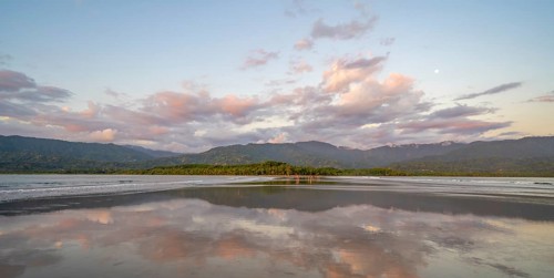 Evening mood, low tide on the beach, Marino Ballena National Park, Puntarenas Province, Osa, Costa