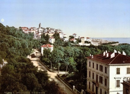 Via Romana, Bordighera, Riviera, Italy, c. 1895, Historic, digitally restored reproduction from a