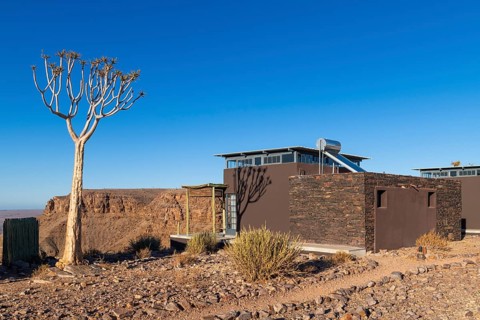 Chalet with suite at Fish River Lodge in the Stone Desert on the edge of the Fish River Canyon,