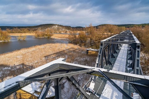 Europabrücke Bienenwerder, also Europabrücke Neurüdnitz-Siekierki with snow in winter, former