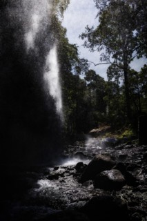 Tiu Kelep waterfall in backlight, nature, landscape, flowing, river, fresh, clear, clean,
