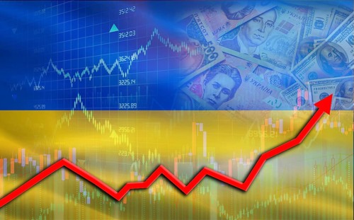 Ukraine economic growth on financial graph. Ukraine financial growth on market graph
