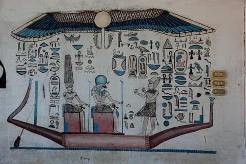 Wall painting at an alabaster factory in Luxor, West Luxor, Africa, Egypt, Africa