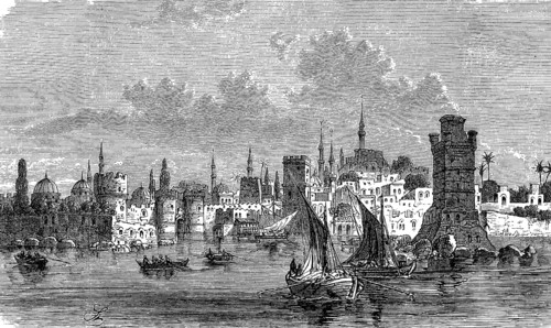 The harbour of Rhodes, island, Greece, in 1880, Historical, digital reproduction of an original