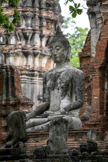Buddha statue in Wat Mahathat Ayutthaya, Temple of the Great and Holy Relic, Ayutthaya, Ayutthaya
