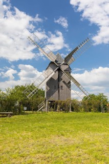 Trestle windmill on the Liebschützberg, Saxony, Germany, Europe