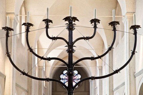 Seven-armed chandelier consisting of 77 pieces cast in bronze, St. Blasii Cathedral in